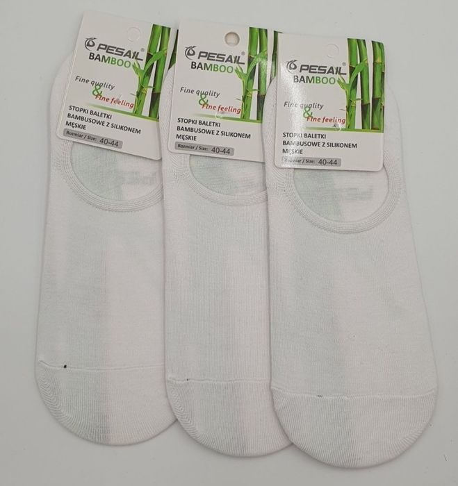 Skarpetki stópki stópki baletki mokasyny białe bambusowe 40-44