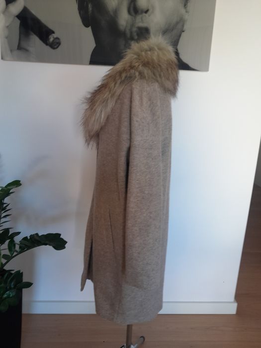 Płaszcz z wełną jasny beż