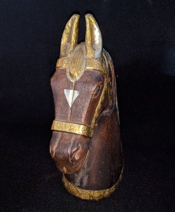 Busto Cabeça Cavalo Madeira