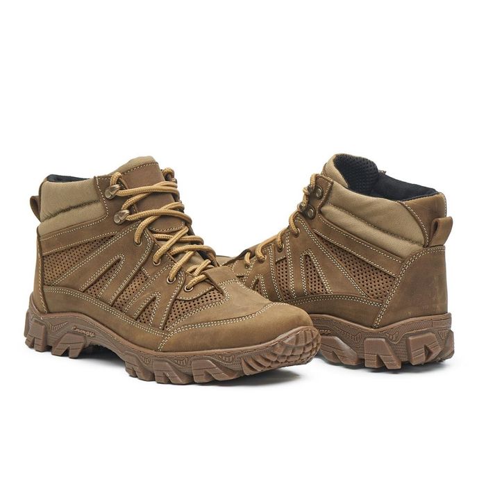 Черевики тактичні літні шкряні з перфорацією берці койот берцы кожаные