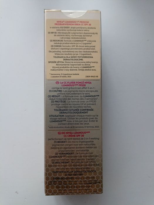 Krem CC SPF30 przeciw przebarwieniom NIVEA Luminous 630 Antispot 03