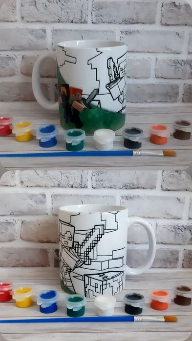 Хіт продажів! Чашка-розмальовка майнкрафт,роблокс,барбі,уенсдей,стендо