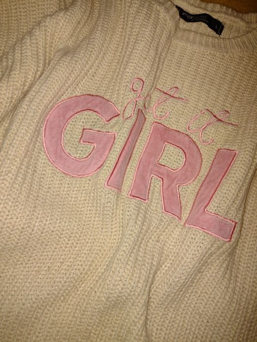 Kremowy sweter News Yorker róż.L/40