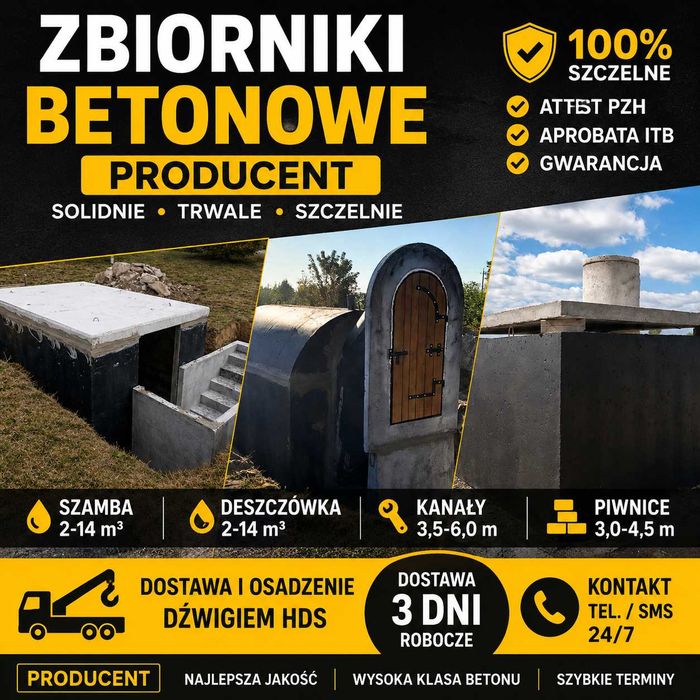 SZAMBO betonowe 10m3 przegroda SZAMBA zbiorniki kanał KANAŁY piwnica piwnice
