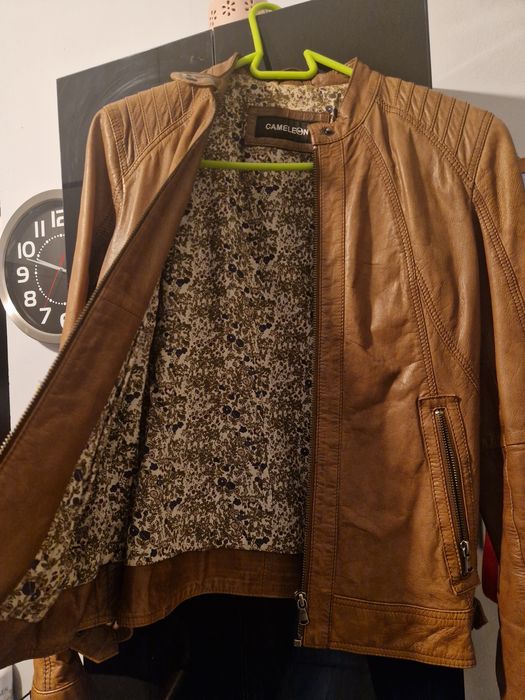 Kurtka skórzana brązowa damska rozmiar38 + gratis