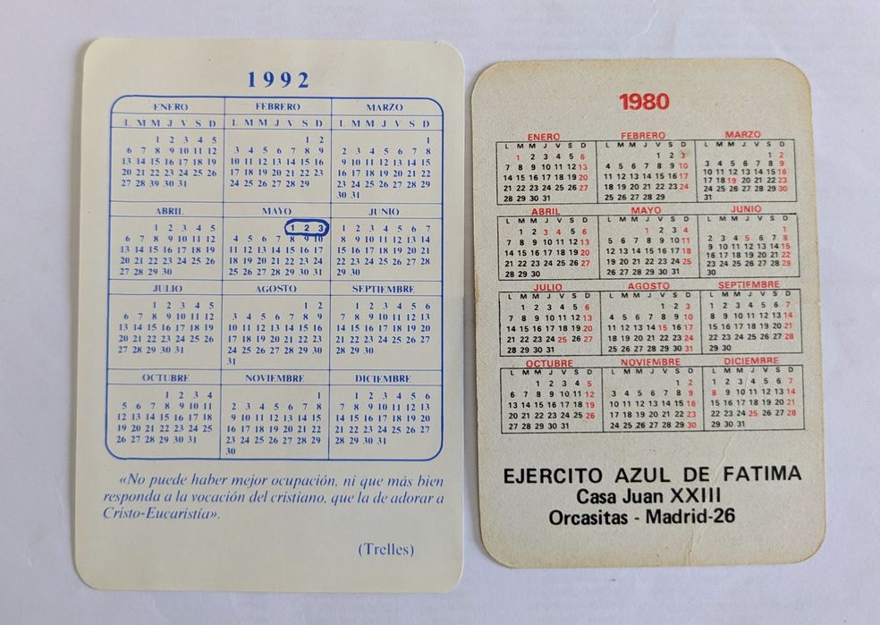 Calendários de motivos Regiosos