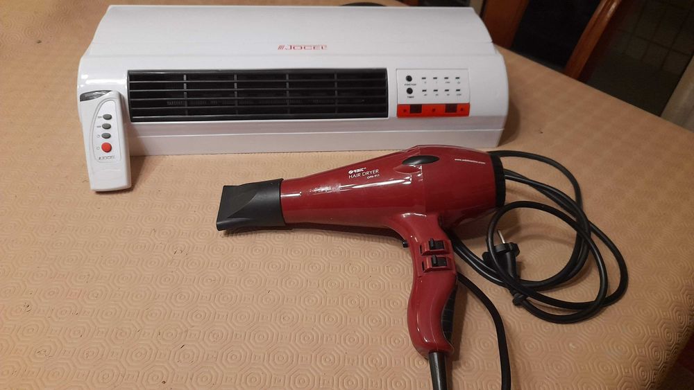 Climatizador (ar quente) de parede c/ comando+Secador Cabelo