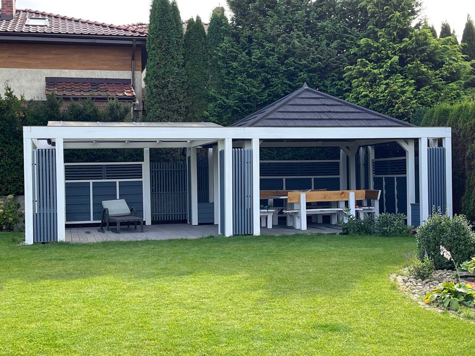 altana drewniana ogrodowa nowoczesna biała