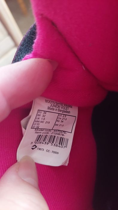 Чобітки термо зимові Decathlon 34р