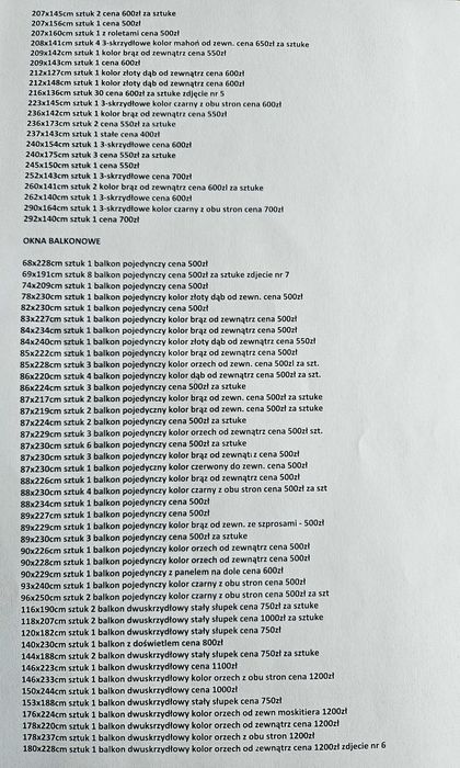 OKNA Plastikowe PCV z demontażu drzwi balkonowe, różne wymiary