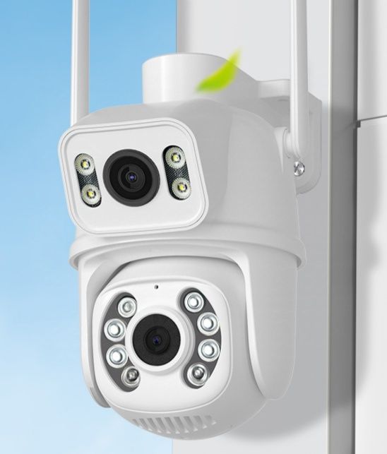 Двойная уличная  WiFi камера 8 МП (4+4), PTZ, iCSee НОВАЯ