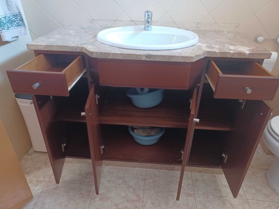 Móvel WC 120 cm + bancada em mármore