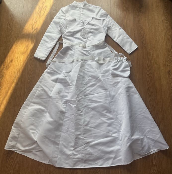 Sukienka komunijna z bolerkiem i torebką l komplet