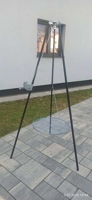 Grill trójnóg MOCNY+ ruszt 60 cm+ kołowrotek z łańcuchem