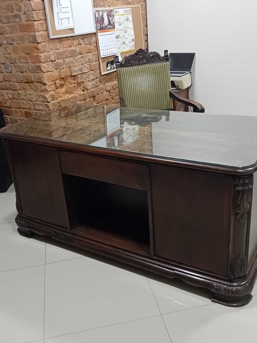 Biurko antyk orzechowe dwustronne rozkładane