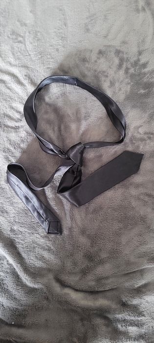 Krawat męski grafitowo-srebrny  śledzik