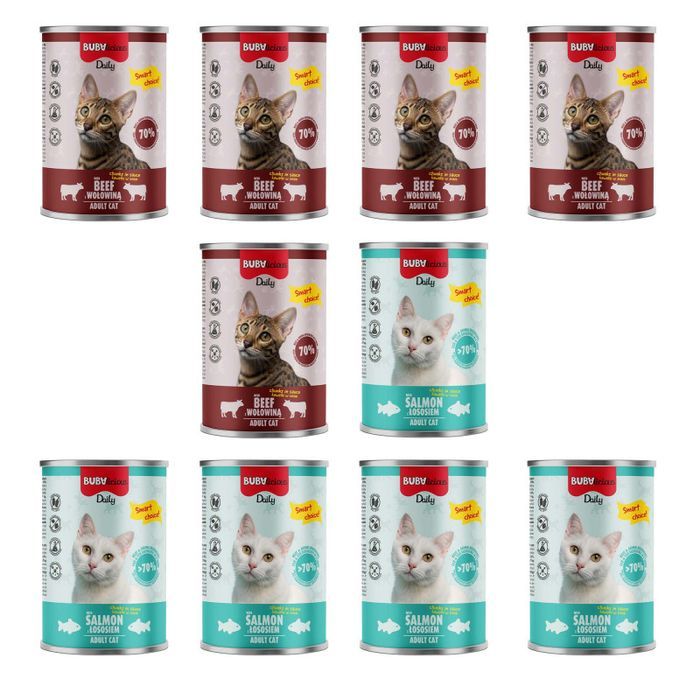 Mokra Karma dla kota 10x 400g MIX z ŁOSOSIEM i WOŁOWINĄ