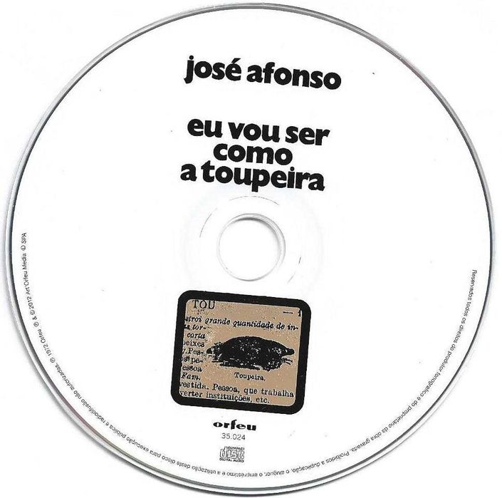 José Afonso	- - - - -		Eu Vou Ser Como a Toupeira	- - - - -	CD
