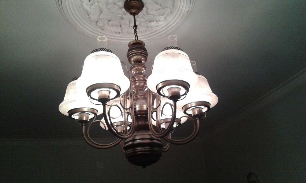 Candeeiro de tecto de 6 globos, em bronze - vintage
