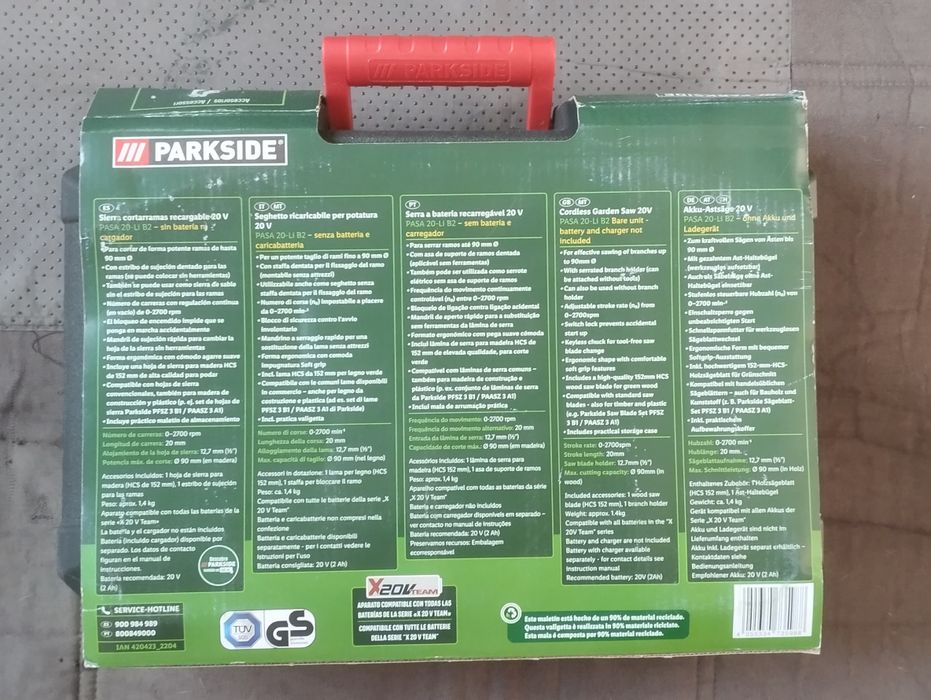 Serra a bateria 20V Parkside