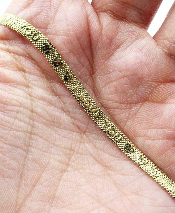 Łańcuszek damski stal chirurgiczna płaska linka napis I LOVE YOU L841