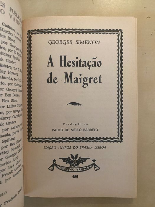 A Hesitação de Maigret (Colecção Vampiro nº 450), de Georges Simenon