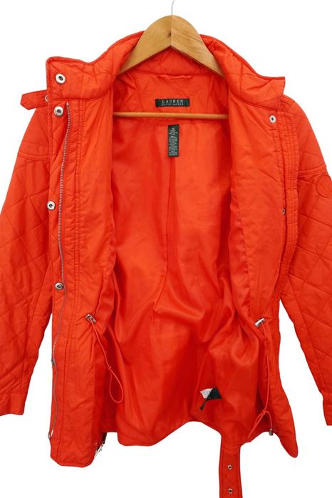 Y82 wiosenna kurtka damska Ralph Lauren pomarańcz pikowana pasek S 36