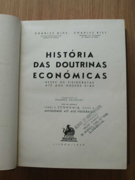 História das Doutrinas Económicas de Charles Gide e Charles Rist