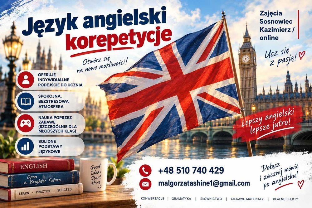 Język angielski korepetycje Dąbrowa Górnicza/ Sosnowiec z doświadczonym lektorem