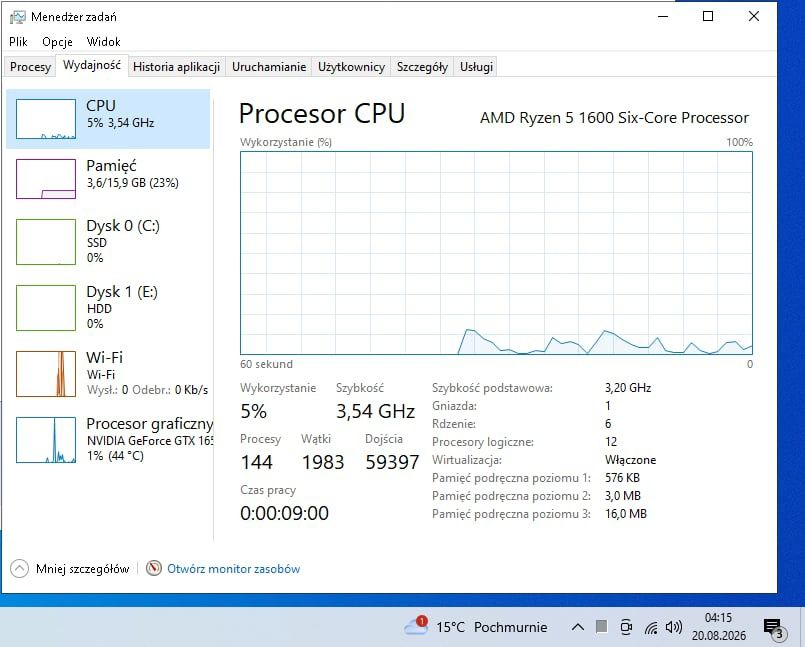 Komputer do gier | Ryzen 5 (6 rdzeni / 12 wątków) | GTX 1650 4GB | 16GB RAM | 128GB + 1TB