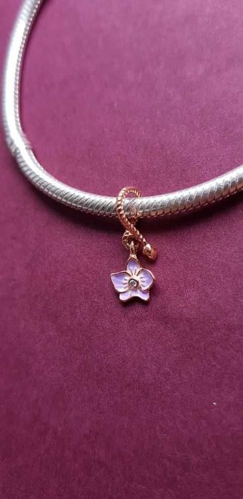 charms zawieszka srebro 925 rose gold delikatny kwiat lotosu