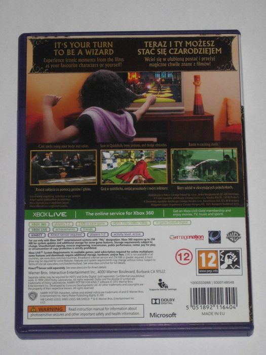 Harry Potter Kinect XBOX360 BDB! XBOX360! PL bdb!