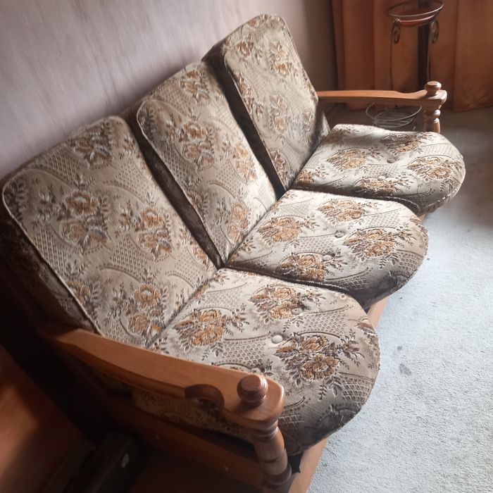 Kanapa dębowa- solidna+ 2 fotele