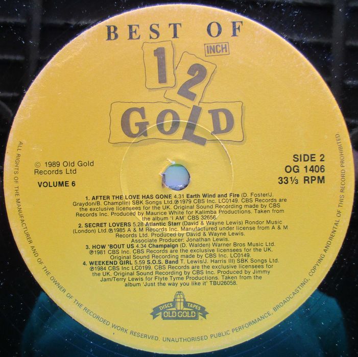 Best of 12 Inch Gold - - - - - Volume 6 - Dance Greats - - - - - LP