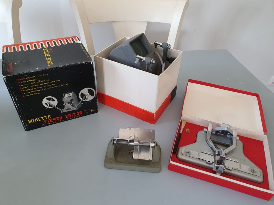 Aparelho p/ visionar fita de 8mm da Minette View Editor + acessórios