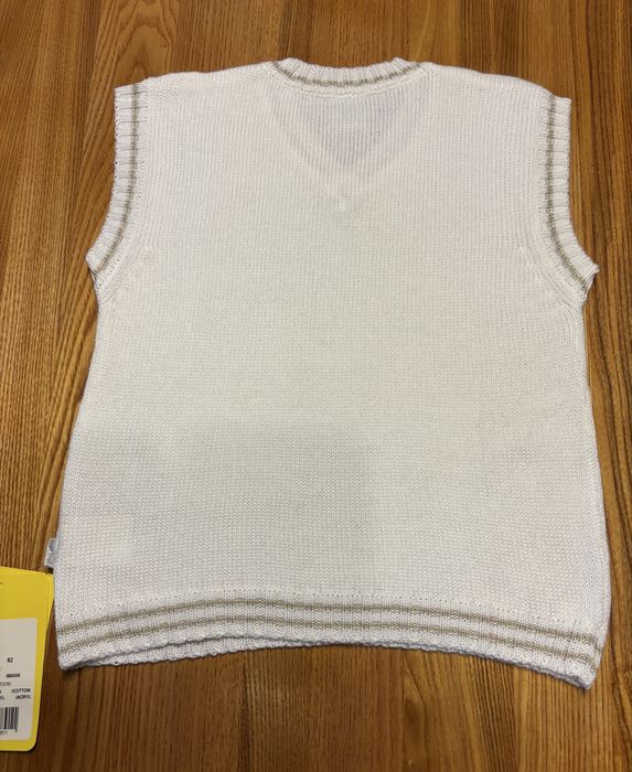 Kamizelka chłopięca dzianinowa 92 cm Tup Tup biała nowa w serek