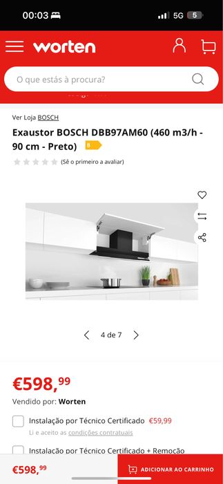 Exaustor BOSCH DBB97AM60 (460 m3/h - 90 cm - Preto) ( NOVO C/ garantia