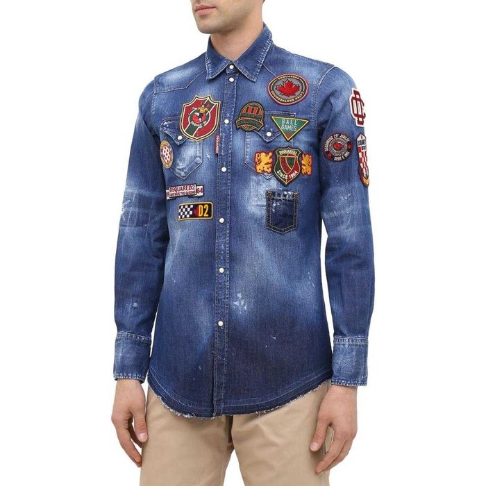 DSQUARED2 efektowna męska koszula effect denim shirt -50%