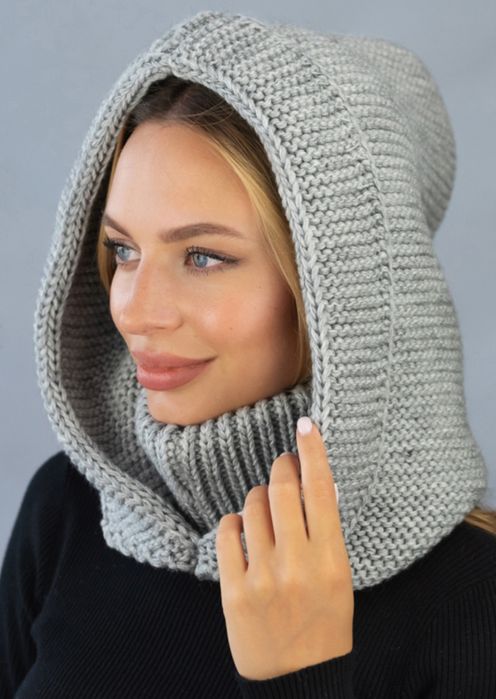 Капор з коміром Капор Капюшон Крупна в'язка Шапка капюшон  Braxton