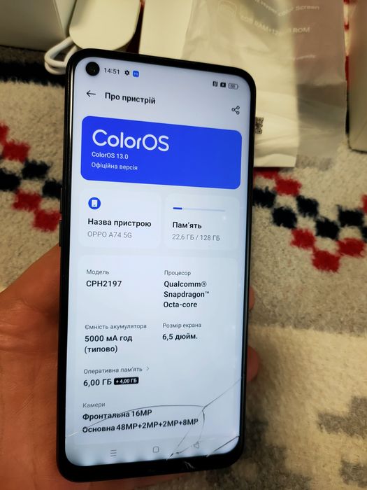 Телефон oppo a74 5g 6/128