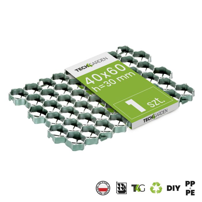 Kratka trawnikowa parkingowa podjazdowa ogrodowa 60x40x3 cm ZIELONA