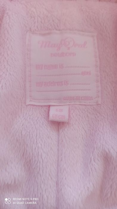 Комбінезон з шапочкою  ведмедиком для дівчинки 62 р ,