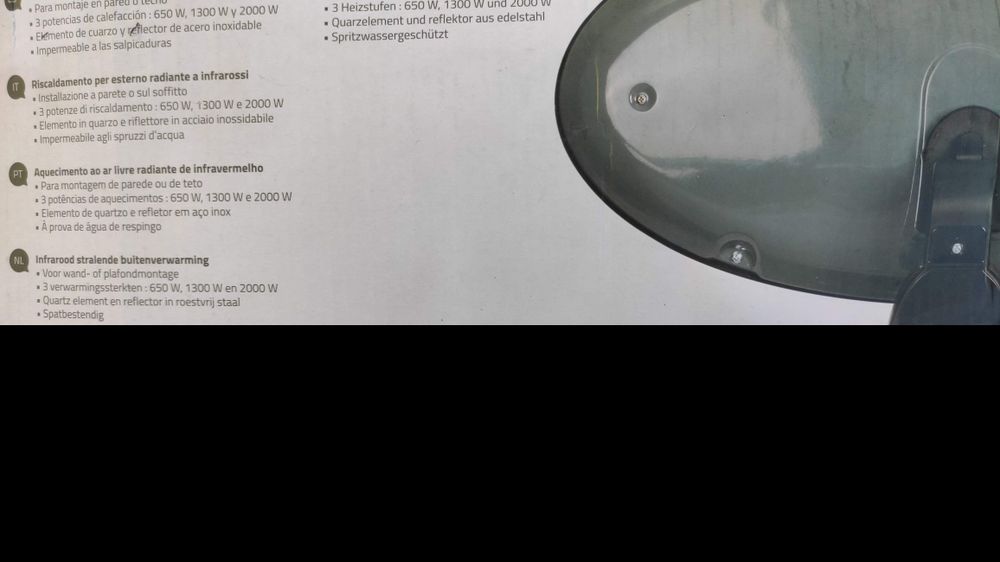 Aquecedor Exterior ou de Terraço 2000 W