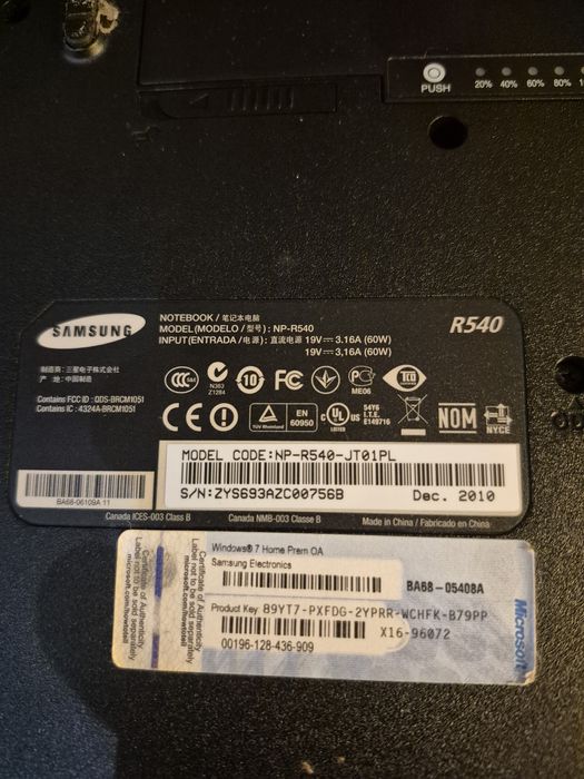 Laptop Samsung NP-R540
Laptop Samsung NP-R540