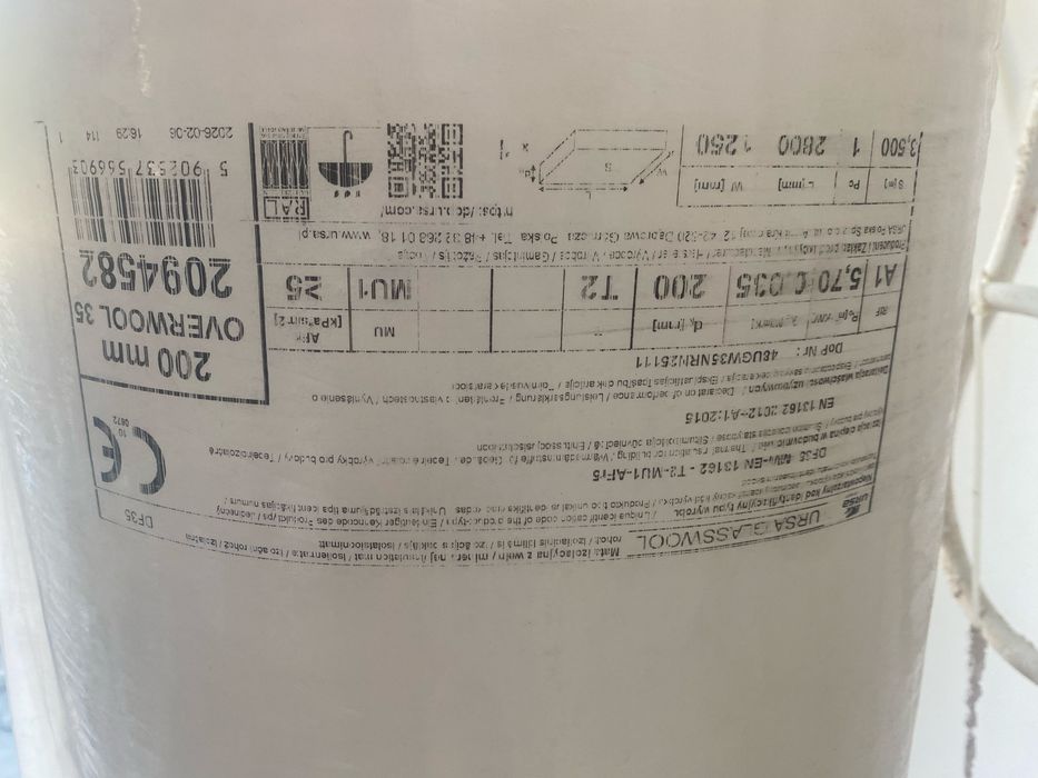 Wełna URSA Overwool 35 gr. 200mm 3,5m2 1250x2800