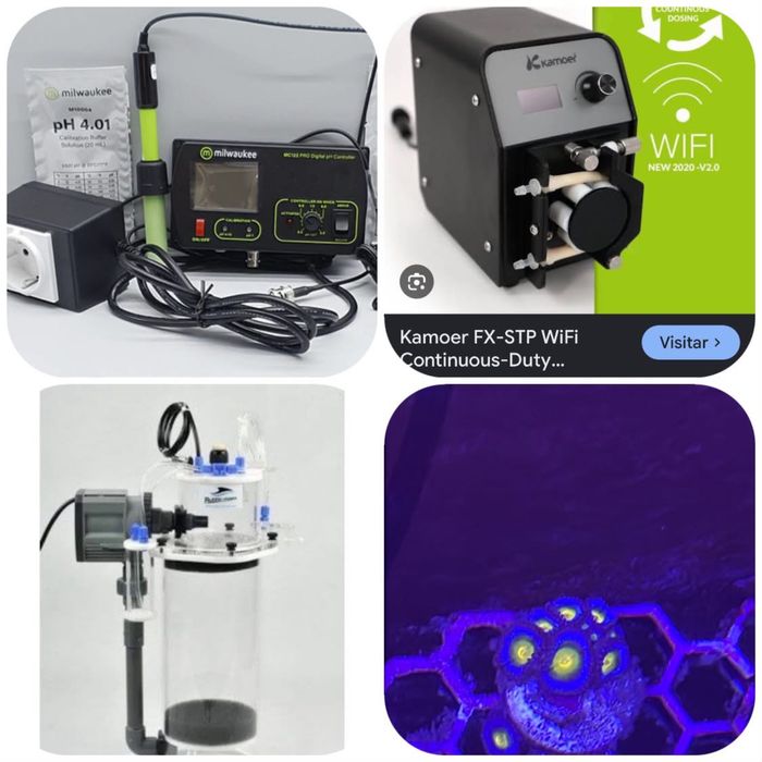 Kit reator de calcio bomba doseadora e comtrolador ph aquario agua salgada