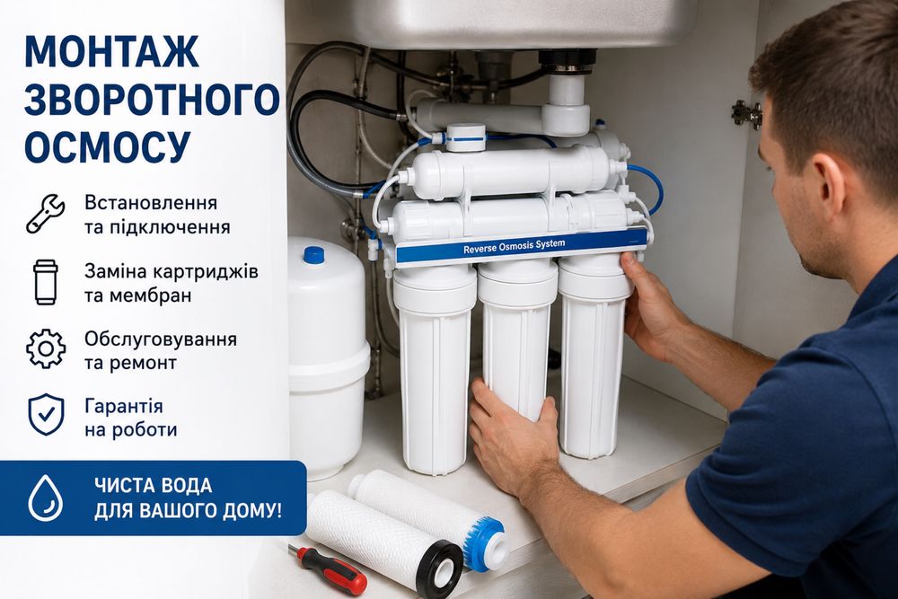 Заміна катриджів в фільтрах зворотнього  осмосу, фільтри