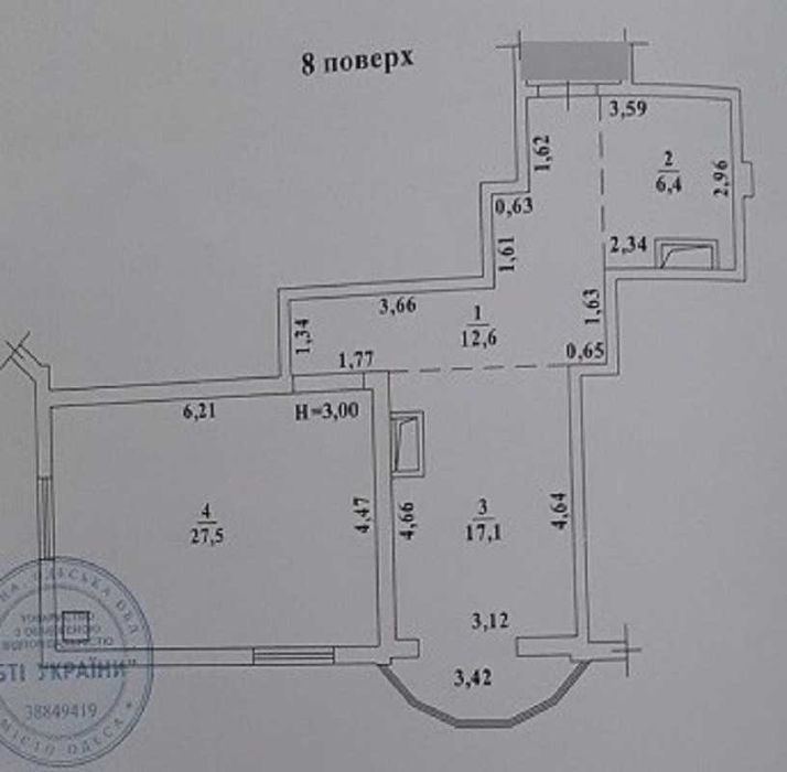 1-комнатная квартира по адресу ул. Спортивная (площадь 64 м²) - Atlanta.ua - фото 4