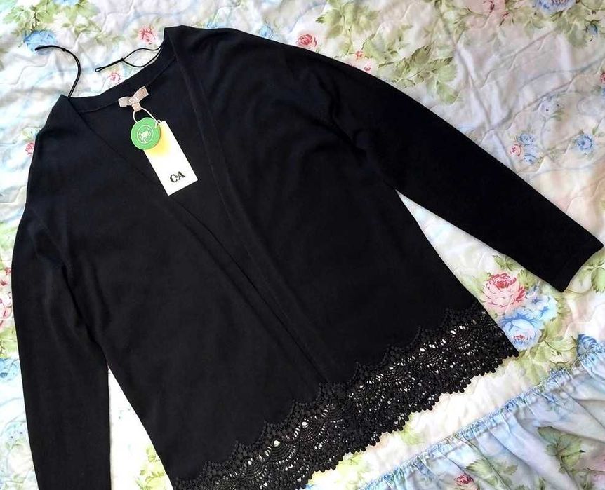 Kardigan S 36 Sweter czarny C&A Nowy z metką