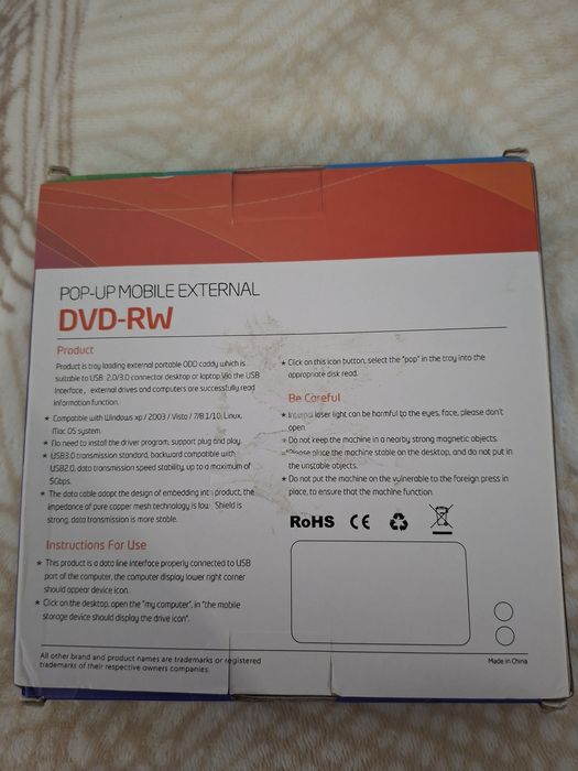 Leitor dvd usb 3.0 novo